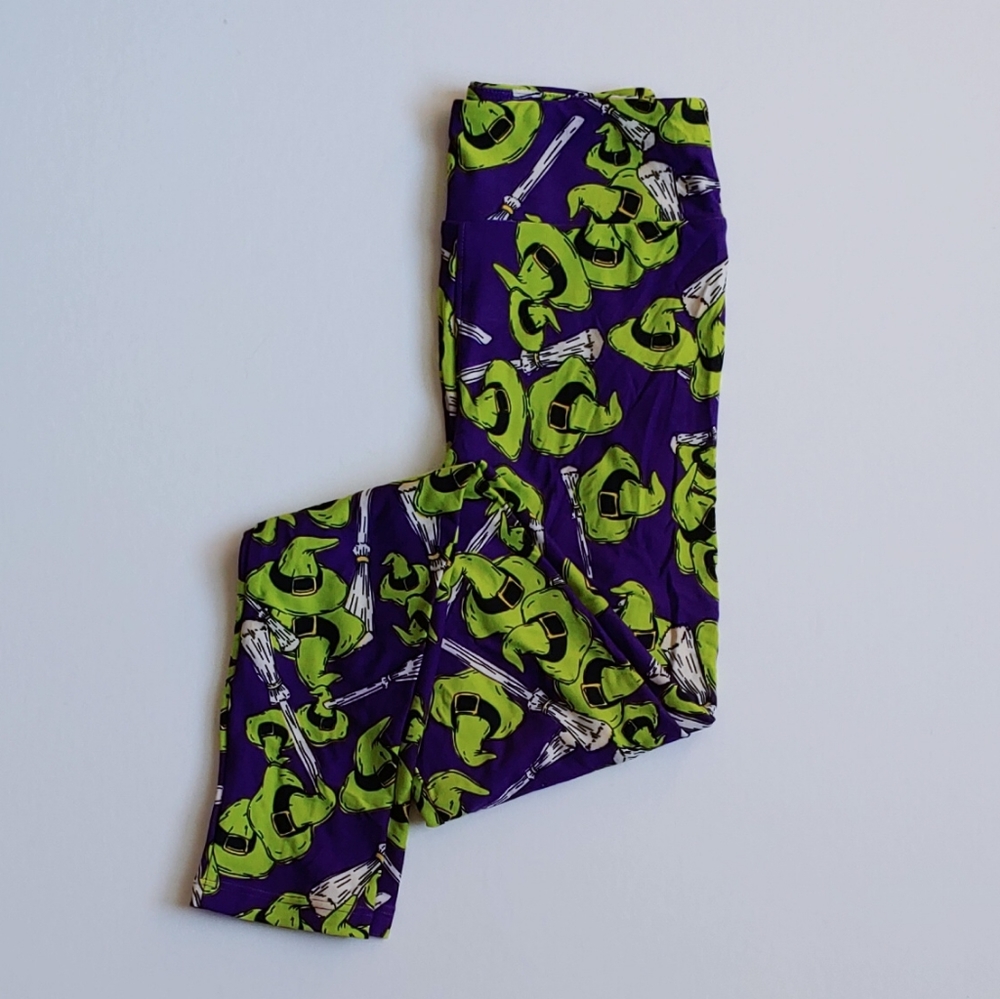 LuLaRoe Tween Halloween Leggings Broom & Witch Hat